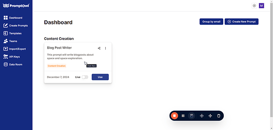 Congratulations! Building a prompt is that simple. You can now use your prompt for your specific needs. While there’s a whole world of advanced features and possibilities in PromptOwl, this process forms the basic foundation for everything else you can do. Great job!